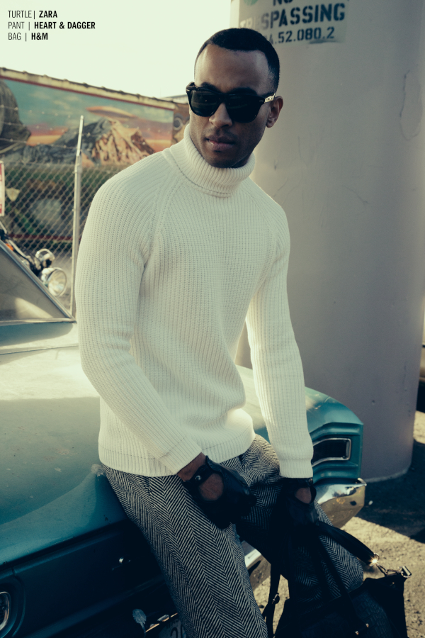 Anna Wong stylist.Seattle wardrobe stylist.Seattle commercial stylist.editorial stylist seattle. seattle mens wardrobe stylist. London's Burning Editorial. Male Model in white turtleneck. 